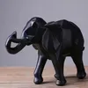 Estátua de elefante preto abstrato moderno, ornamentos de resina, acessórios de decoração para casa, presente, resina geométrica, escultura de elefante282r