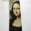 Cravatte vintage Monna Lisa Cravatta morbida 9 cm Modello classico dipinto ad olio Cravatta musicale Cravatte tessute per i migliori uomini Matrimonio Ascot Drop shipping L240313