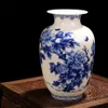 Jingdezhen azul e branco vasos de porcelana osso fino china vaso peônia decorado vaso cerâmica alta qualidade lj201208300n