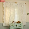 Curtains American Idyllic Doublelayer Lace White Tulle and Flowers Cloth Curtains Living Room Beige Ruffle Window Curtain Bedroom #A327