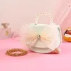 Bowknot Baby Girls Bag Messenger Torba Cute Pearl Chains Children Crossbody Bags Princess Akcesoria torebki torebki Y240306