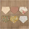 Hair Accessories Born Double Side Floral Print Bibs Boys Girls Waterproof Cotton Linen Saliva Towel Bandana Scarf Baby Shower Gifts Dhdcl