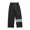 Mäns byxor Spring Wide Leg Sweatpants Lossa raka solida utomhusbyxor Manlig rand överdimensionerad Hip Hop Streetwear