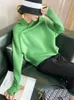 Hooded Tops Green Plain Sweatshirts For Women 90s Vintage Thick Hoodies and Cotton M 2000s E Kvinnliga kläder 240301