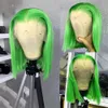 FANXITION Bob cheveux dentelle perruques vert droit synthétique avant perruque courte pour les femmes épaule longueur frontale Cosplay 240229