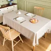 Table Cloth Cotton Linen Tablecloth With Tassels Waterproof Oilproof Tea Thick Rectangular Wedding Dining Cover