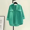 Damesblouses Damesshirt en blouse Lente gesplitst Mode Losse lange mouwen Tops Corduroy Jas Kleding T252