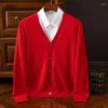 Herensweaters Kasjmiermix Hoge kwaliteit herfstgebreide kerstwinter met vest V-hals Pull Homme kledingjas