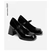 Винтажные черные сандалии Мэри Джейн, женские нескользящие повседневные туфли на среднем каблуке с пряжкой, офисные женские однотонные элегантные туфли на каблуке, корейское лето 240227