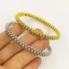 brazalete de tornillo brazalete de cartulina joya de bajo precio grabado de oro de 18 km de oro para mujer pulsera en forma de aguja clásica con incrustación de diamantes