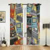 Curtains Gamepad Button Video Game Cartoon Curtains for Bedroom Living Room Drapes Kitchen Children's Room Window Curtain Home Decor