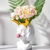 Vase en résine blanche Pot de fleur Style nordique mignon tête humaine Vases à fleurs panier stylo porte-pinceau décoration de la maison 2104092978