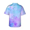 Chemises décontractées pour hommes Purple Abstract Print Chemise hawaïenne Mâle Vacances Aquarelle Éclaboussures Y2K Street Design Rétro Blouses surdimensionnées