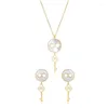 Orecchini Collana Set Fysara Chiave Design Ciondolo Gioielli 3 Colori Disponibili Colore Bianco Conchiglia Per Le Donne Ragazza Regalo Set di Consegna Goccia Dhufx