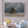 Affiche murale avec animaux drôles, peinture sur toile, image d'éléphant mignon, impression HD, décoration pour chambre d'enfants et chambre à coucher, sans cadre 258d