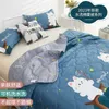 Comforters Set Summer Cute Cartoon Comporter Vuxna Kids Queen King Size Single Double Bed Thin Comporter Filt Cool Quilt Bedste för Hem YQ240313