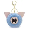 Keychains Dormon Cute Pompom Piggy Pig Animal Pom Leather Trinets Fur Ball Keyrings For Car Key Chains DK359