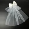 Bridal Veils Girl's Fairy Bow Veil Księżniczka Słodka urocza biała plama tiulowy klip ślubny małżeństwo