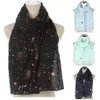 Scarves Daily Casual Sport Women Fashion Star Moon Foil PrinteScarf Wrap Silk Shawl Travel Lightweight Comfortable277w