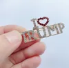 Party Favor Unique Design Trump Strass Broches pour Femmes Coeur Rouge Lettre Manteau Robe Bijoux