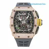 Хорошие наручные часы Унисекс Наручные часы RM Watch RM11-03 Серия RM1103 Оригинальный набор из 18-каратного розового золота с бриллиантами, хронограф, часы