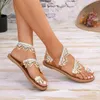 Sandals Floral Slip On Bridal Summer Breathable Women Shoes Fashion Flat Boho Beach Women'S 2024