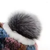 Berets Fur Ball Real Hat Women Winter Warm Hand Woven Double Layer Thick Caps Girls