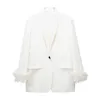 LGRQ Fashion Women's Blazer Ny hackad lång ärm Loose Feather Single Breasted Suit Jackor Female Tide Winter 2023 19J1620 HKD230901