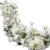 Decorative Flowers Table Runner Flower Arrangement Wedding Decor Floral Artificial Row Event Party Backdrop Prop Window Display ZZ