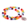 Yoga Chakra guérison pierre précieuse Lapis 6MM perle Double couche Bracelet arbre de vie charme pierre naturelle Bracelets extensibles femmes bijoux de mode