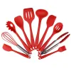 Processadores 4 ou 10 Pçs/set Conjunto de Utensílios de Cozinha de Silicone Antiaderente Ferramentas de Cozinha Tong Colher Servidor Batedor Concha Coador Slotted Turner