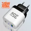 Caricabatterie GaN PD 35W QC3.0 USB Tipo C con luci a LED Adattatore da muro per telefono cellulare con ricarica rapida ad alta velocità per iPhone 14 15 Xiaomi Samsung