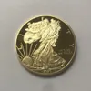 100 szt. Dom Eagle Odznaka 24K Gold Plaked 40 mm Pamiątkowy Moneta American Statue Liberty Souvenir Drop Akceptowane monety209y