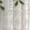 Curtains White Linen Sheer Embroidered Tulle Curtain for Girl Princess Bedroom French Romantic Ruffled Lace Voile Window Decoration Drape