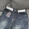 Damen-Jeans, frühes Frühjahr, neu, Pra Nanyou, hoher Ding-Wind, tiefblau, Mikro-elastisch, abgenutzt, vielseitig, locker und schlank, reine Baumwolle, BL00 G2FI