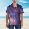 Chemises décontractées pour hommes Chemise hawaïenne Vacances Montagnes Galaxy Blouses Northern Dreamy Lights Élégant Mâle Manches Courtes Harajuku Tops