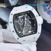 Захватывающие наручные часы Эксклюзивные наручные часы RM Watch RM055 Механизм 49,9*42,7 мм Полые модные наручные часы Белая керамика RM055