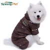 Grote Hond Warme Kleding Winterkleding Hond Jumpsuit Warm Grote Hond Trainingspak Puppy Capuchon Jas Product XL5XL 201102217e