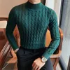 Suéter masculino outono inverno gola alta moda simples suéter fino roupas masculinas gola alta pulôveres casuais camisa de malha plus size S-3XL