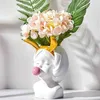 Vase en résine blanche Pot de fleur Style nordique mignon tête humaine Vases à fleurs panier stylo porte-pinceau décoration de la maison 2104092978