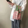 Alışveriş Çantaları 2024 Oval Ekose Örgü Kadın Omuz Çantası Moda İçi Boş Çıktı Tote Bayanlar Kadın Dokuma Alışveriş Yapıcı Çanta Lady Crossbody Çanta