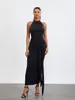 Casual Dresses Women S Halter Mock Neck Sleeveless Midi Dress Bodycon Twist Front Party Wrap Mermaid Hem Y2k Maxi