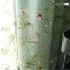 Curtains American Country Curtains for Living room bedroom Cotton Linen Green Window Birds Branch Printed Window Blackout French Drapes