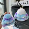 Plush Toy Bunny Real Natural Rex Rabbit Fur Keychain Women Bag Charm Ornaments Schoolbag Pendant Car Keyring Trinkets Kids Gift 240312