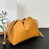 Drawstring Lucky Bag Cloud Bag Genuine Leather Women Shoulder Bags Designer Handbag Plain Cowhide Removable Shoulder Strap String Hand Purse High Quality