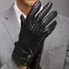 Fashion Gloves for Men New High-end Weave Genuine LeatherSolid Wrist Sheepskin Glove Man Winter Warmth Driving1316M
