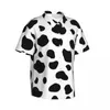 남자 캐주얼 셔츠 소 인쇄 지점 비치 셔츠 남자 흑백 동물 여름 짧은 슬리브 디자인 느슨한 대형 블라우스 선물
