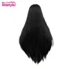 Synthetic Wigs Synthetic Wigs Jet Black Lace Wig Synthetic Lace Front Wig 30 Inch Long Straight Wigs For Black Women Heat Cosplay Wigs ldd240313