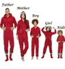 Familj matchande julpyjamas romper jumpsuit kvinnor män baby barn rött tryck xmas sömnkläder nattkläder huva blixtlås kläder 2108619001