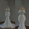 Gorgeous Mermaid Wedding Dresses Sweetheart Sequins Appliques Lace Bridal Gowns Lace-Up Back Sweep Train Robe De Mariee